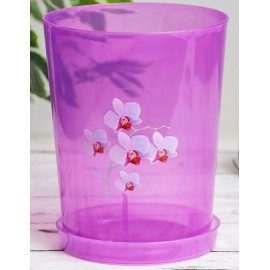Горшок для орхидеи с подд. 1,8л прозр-фиолетовый  h15. d14см