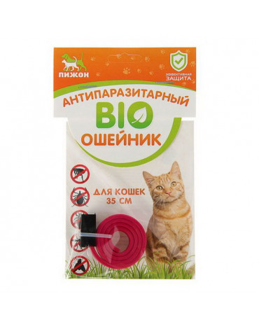 Биоошейник антипаразитарный"ПИЖОН"для кошек от блох и клещей красный 35см  2641315