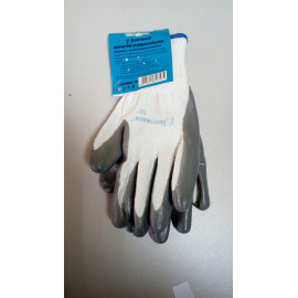 Перчатки нейлоновые с ПУ покрытием (Р-10) (серо-белые) UN-N001-10