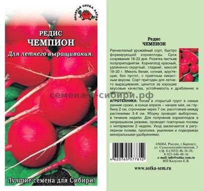 Редис Чемпион (Сотка) б/п