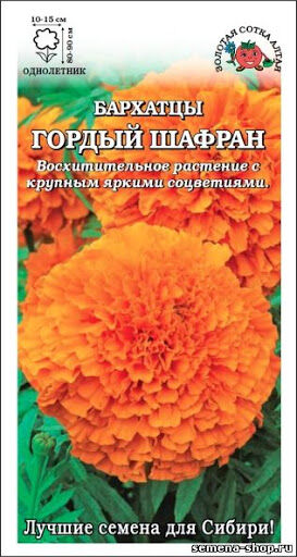 Бархатцы Гордый Шафран (Сотка) прямостояч.