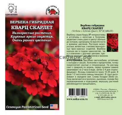 Вербена Кварц Скарлет (Сотка)