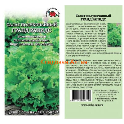 Салат Гранд Рапидс (лист) (Сотка) б/п